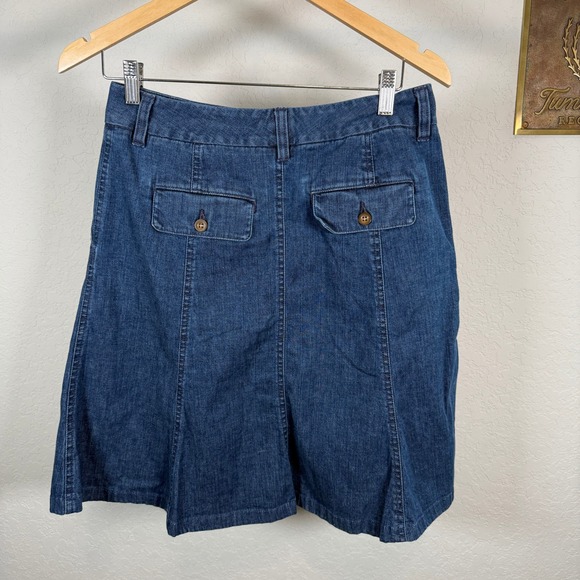 LL Bean Womens 4 Pet Dark Wash Denim A Line Skirt Paneled Stretch 0GMF6 - Picture 6 of 8
